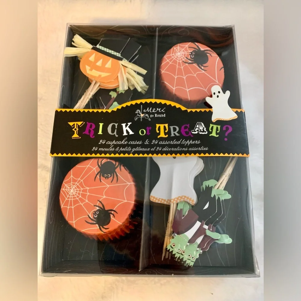 NEW Meri Meri Trick or Treat Halloween Cupcake Decorating Kit - Make 24 Cupcakes